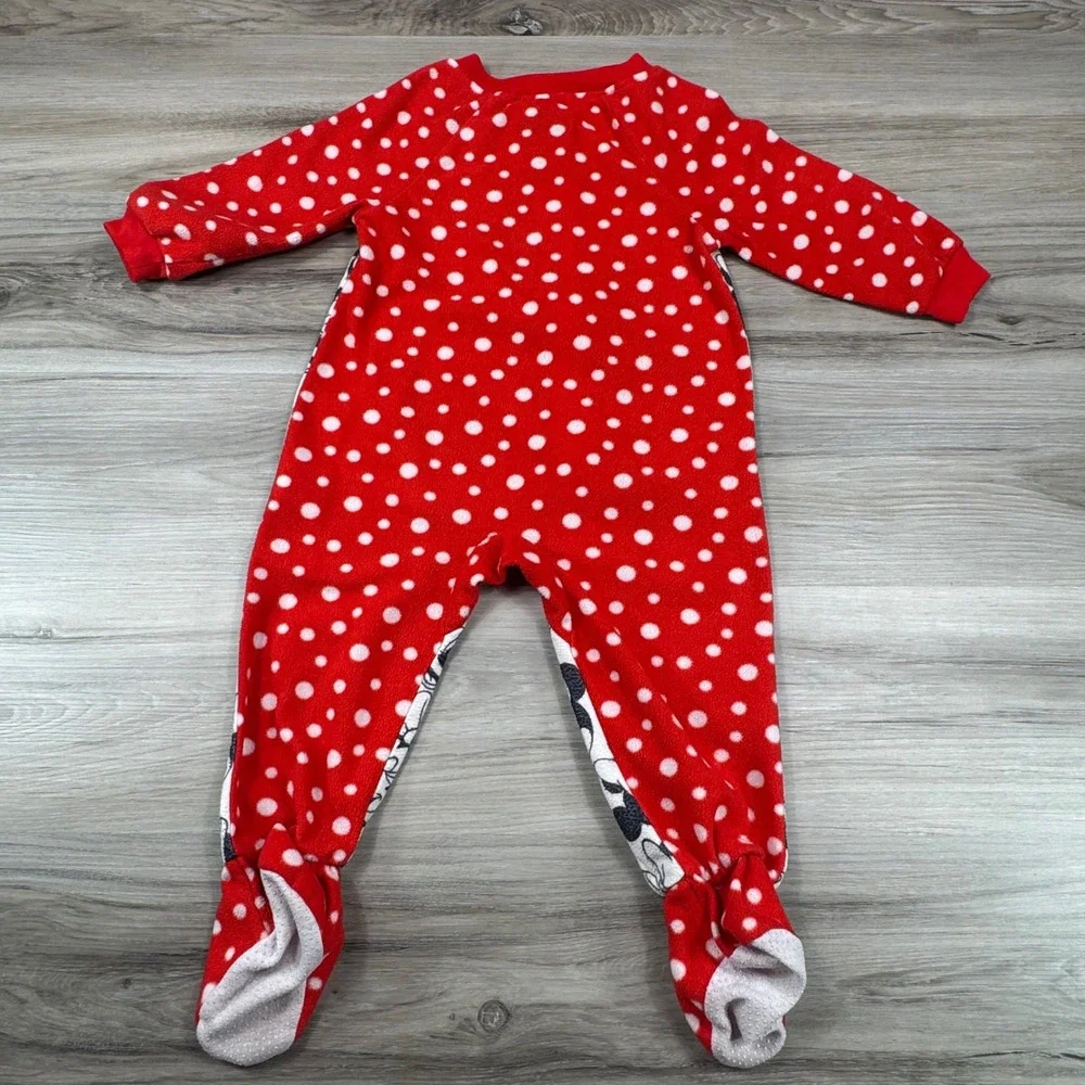 Disney Minnie Mouse‎ Baby Girls Fleece Footed Pajamas Sleepers 18M Red White
